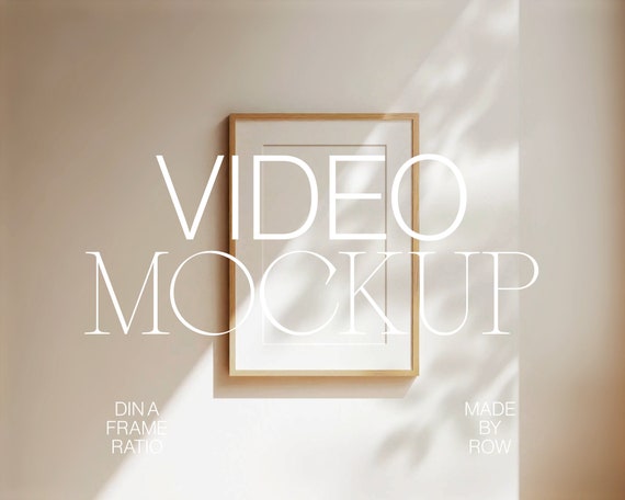 Frame Mockup Video DIN A4 A2 | Wood Frame Mockup Animated | Vertical Frame Shadow Overlay | PSD Photoshop Mockup | Minimal Thin Wood Frame