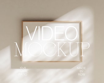 Frame Mockup Video | Wood Frame Mockup Animated | Horizontal Frame Shadow Overlay | 3x2 | PSD Photoshop Mockup | Minimal Thin Wood Frame