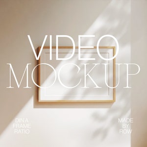 Frame Mockup Video DIN A4 A2 | Horizontal Frame Shadow Overlay | Wood Frame Mockup Animated | PSD Photoshop Mockup | Minimal Thin Wood Frame
