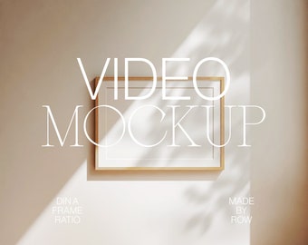 Frame Mockup Video DIN A4 A2 | Horizontal Frame Shadow Overlay | Wood Frame Mockup Animated | PSD Photoshop Mockup | Minimal Thin Wood Frame