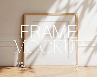 Frame Mat Mockup | Frame Mockup | Thin Wood Black White Frame | Square | Shadow Frame Mockup | PSD Photoshop Mockup | Minimalist Modern