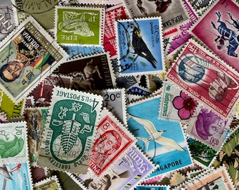 Vintage Postage Stamps Countries Random picked used / World Stamps / Ephemera / Junk journals / collage