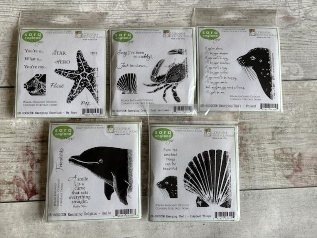 5 Cornish Heritage Rubber Stamp Sets / Sea Creatures / Designer Sara ...