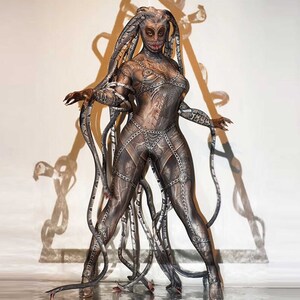 New Fashion Cosplay Halloween Horror Thriller Alien Serpentine Lifelike, Terrible Octopus Monster Cosplay Costumes Tentacle Stage Jumpsuit