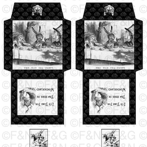Alice in Wonderland "It's Time For Tea In Wonderland" Carta Digitale Stampabile, Bustine Porta Tè, Confezione bustine di tè, Tea Party