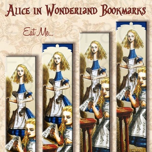 Segnalibri Alice in Wonderland "Bevimi - Mangiami" - 24 Segnalibri ispirati ad Alice pronti per essere stampati e ritagliati - Pack 1