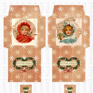 Vintage Christmas Tea Time - Bustine Porta Tè Digitali e Stampabili - Collage Digitale - Contenitore bustine di tè