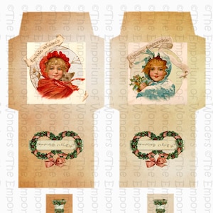 Vintage Christmas Tea Time - Bustine Porta Tè Digitali e Stampabili - Collage Digitale - Contenitore bustine di tè