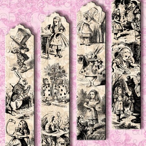 Segnalibri Alice in Wonderland - 24 Segnalibri ispirati ad Alice pronti per essere stampati e ritagliati - Pack 2