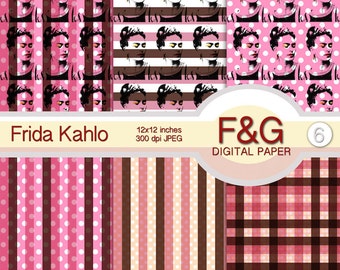 FRIDA Digital Papers, Craft, Scrapbook Papers, Scrapbooking, Cartonnage, Background, Supplies, Vintage, Lines, Pois - PACK3