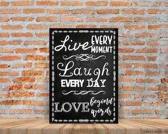 Printable Poster "Live Laugh Love" - 50x70 cm - Digital Poster, Quotes, Wall decor, Artwork, Motivational Quotes, Inspirational Quote