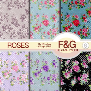 Shabby "ROSE" Karta cyfrowa, Rękodzieło, Karta do scrapbookingu, Scrapbooking, Kartonowanie, Tło, Papierowe rzemiosło, Vintage, Shabby Chic, Romantyczny,