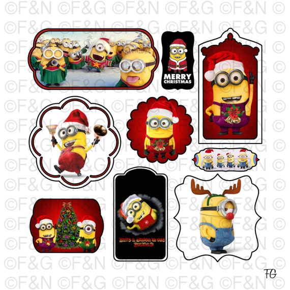 Etichette Natalizie Dei Minions Gafiche Digitali Etsy