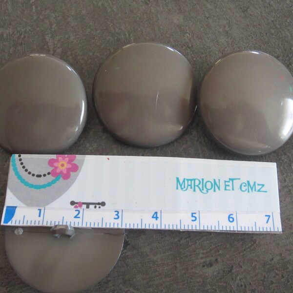 lot de 4 boutons ronds 3 cm en plastique gris