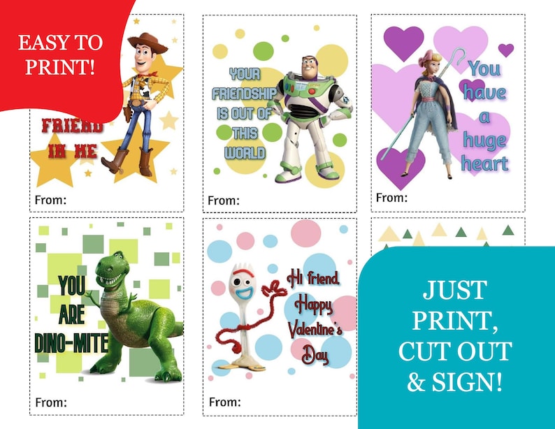 Toy Story Valentine's Day Cards - Etsy