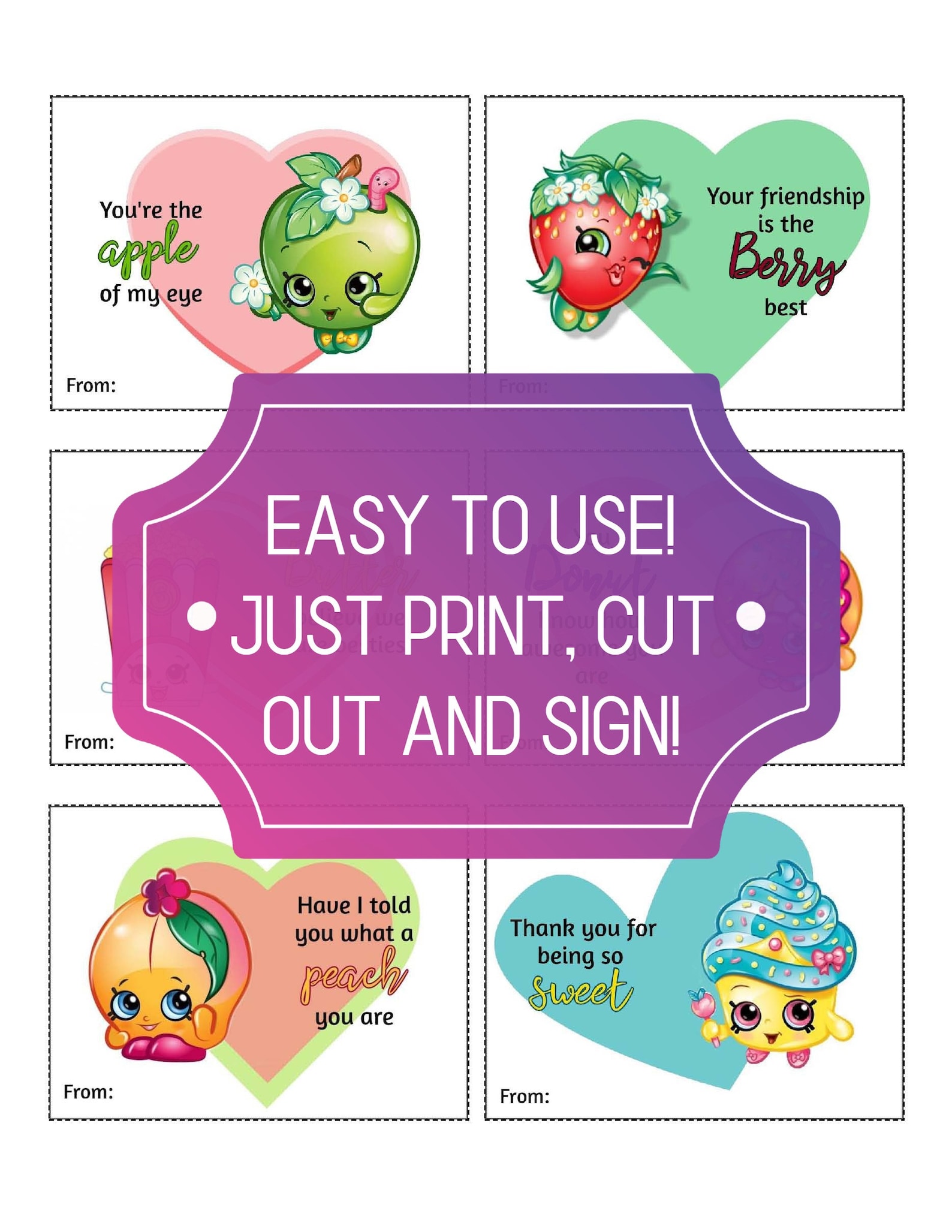 Shopkins Valentines Day Cards - Etsy