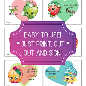Shopkins Valentines Day Cards - Etsy