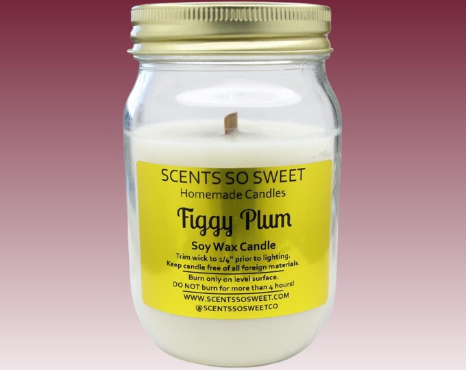 Figgy Plum Soy Wax Jar Candle with Wood Wick