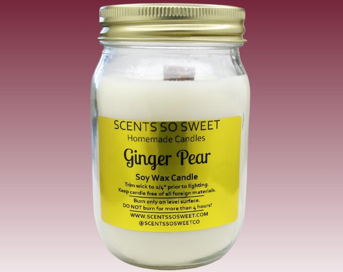 Ginger Pear Soy Wax Jar Candle with Wood Wick