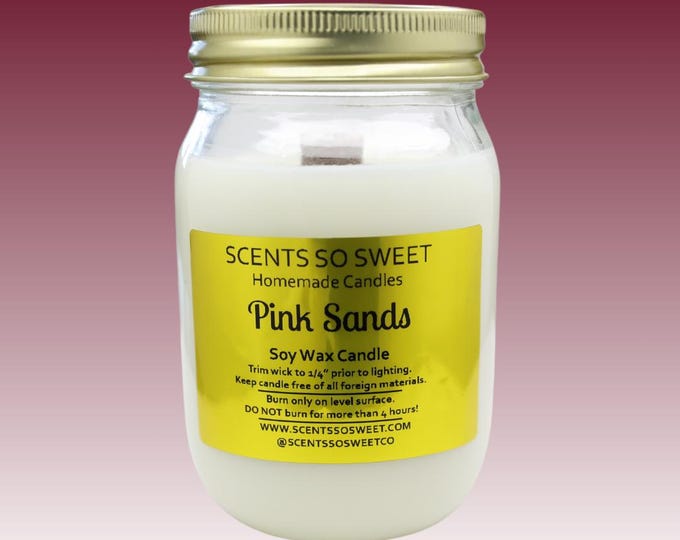 Pink Sands Soy Wax Jar Candle with Wood Wick