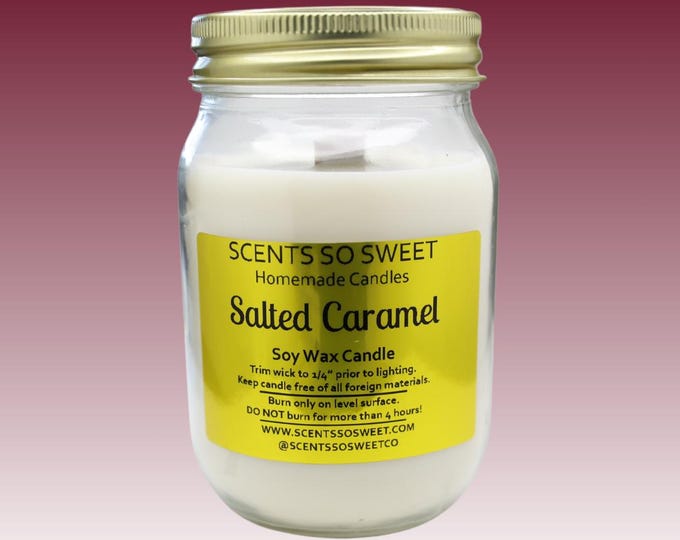Salted Caramel Soy Wax Jar Candle with Wood Wick