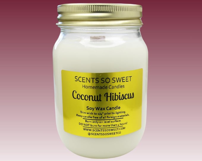 Coconut Hibiscus Soy Wax Jar Candle with Wood Wick