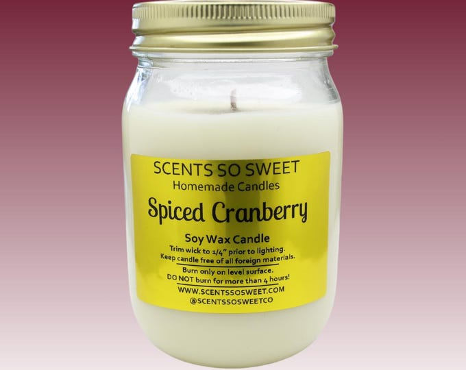 Spiced Cranberry Soy Wax Jar Candle with Wood Wick
