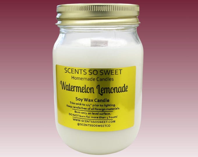 Watermelon Lemonade Soy Wax Jar Candle with Wood Wick