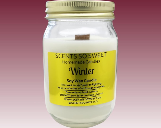 Winter Soy Wax Jar Candle with Wood Wick