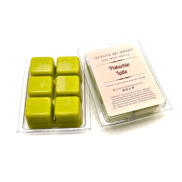 Pistachio Latte Scented Soy Wax Melt | Hand-Poured | Long Lasting | Strongly Scented | Skin Safe | Non Toxic Wax Tarts