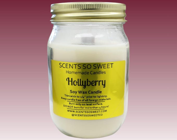 Hollyberry Soy Wax Jar Candle with Wood Wick