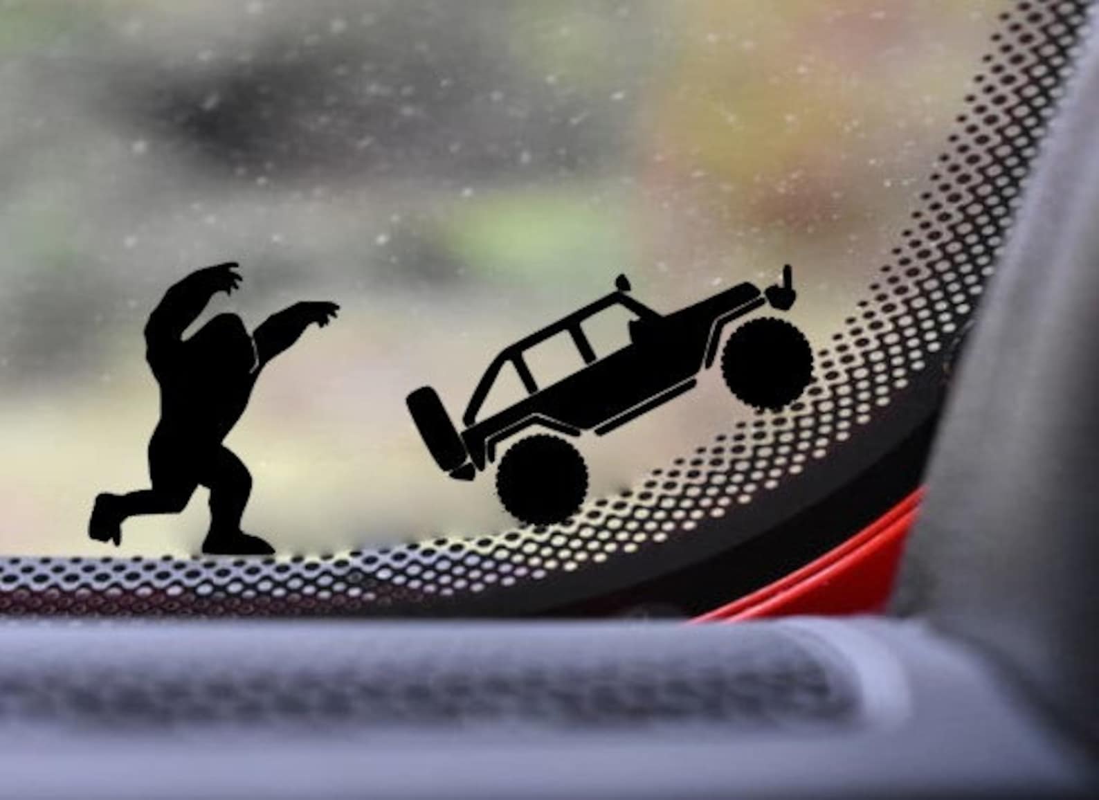 Bigfoot with Jeep decal for windshield Etsy