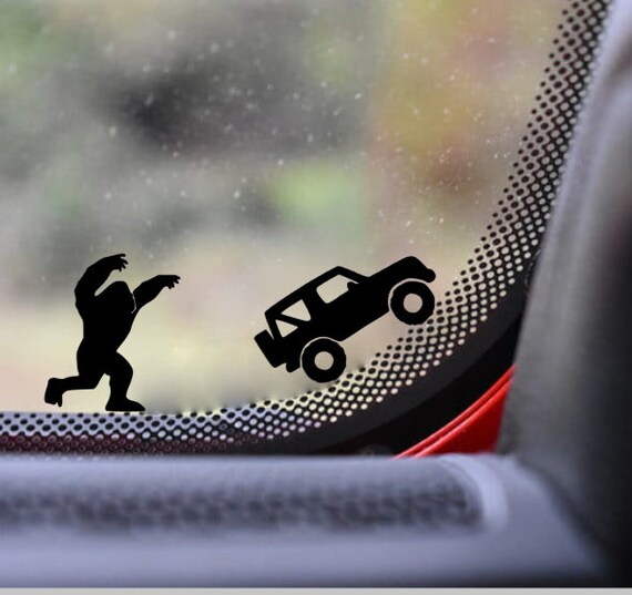 Bigfoot with Jeep decal for windshield Etsy