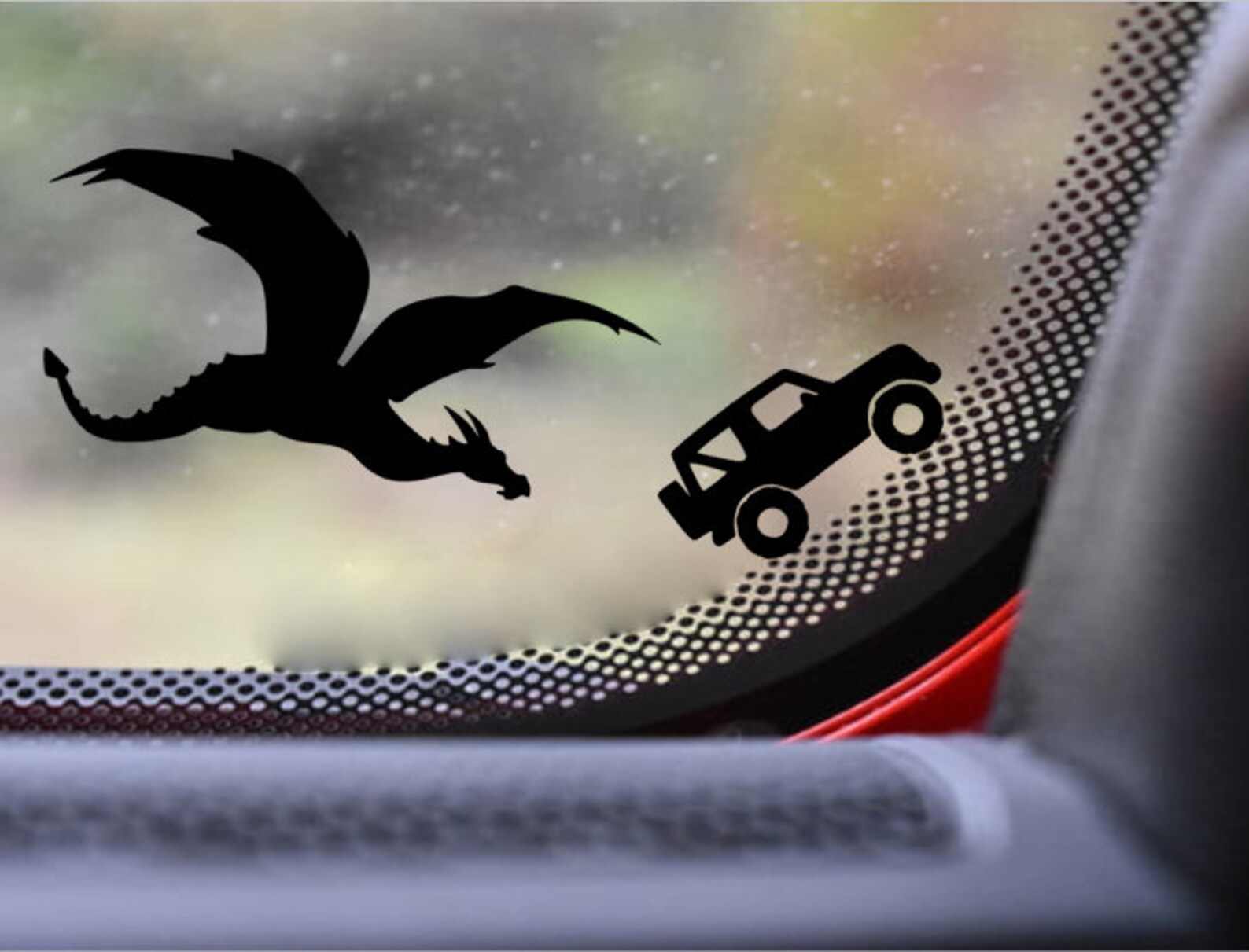 Dragon with Jeep decal for windshield Etsy