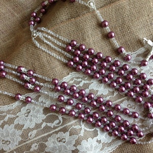 Swarovski Parels Bruiloft Lasso , Donkere FuchsiaPearls / lazo laso Lasso De Boda