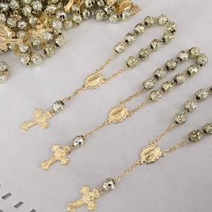 60個 初聖体記念品/ Recuerditos Bautizo/ ミニロザリオ洗礼記念品/ ゴールド洗礼記念品/ Recuerditos de bautizo