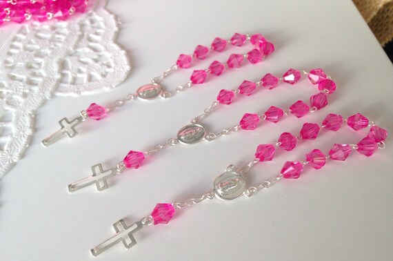 35 Mini Rosary Off White Baptism Favors Gold Plated //Recuerdos De Bautizo