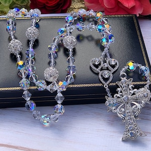 Rosario de cristal Swarovski/ Rosario de cristal Swarovski/ Rosario para boda/ wedding gift