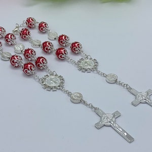 20 Baptism  favors Red color / Crystal pearl  communion favors/ recuerdos de bautizo /car mirror charms christening favors / communion