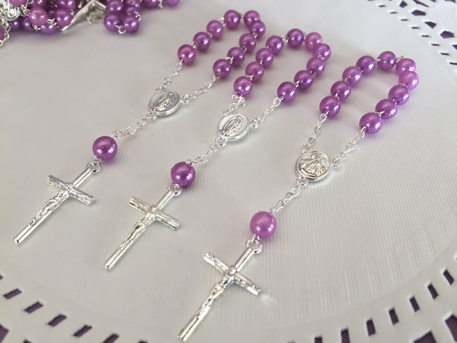 baptism girl favor 35 pcs Glass Pearl Rosaries/Mini Rosaries/First