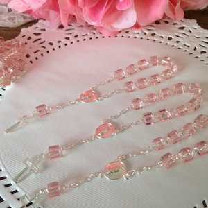 30 PC baptism favors/ mini rosary/ communion favors/ baptism favor/ recuerdos para bautizo/ baby pink silver plated