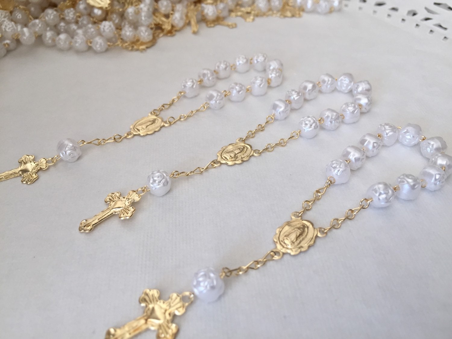 25 Pc Mini Rosary BLACK GOLD PLATED Baptism Favors/recuerdo Bautizo /communion 