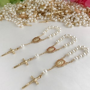 50  Baptism Favors off white pearls/baptism favor / communion favor /Christening Favors/ Recuerditos/ acrylic pearls/ Gold  plated