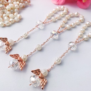 25 pcs Angel  baptism favors Rose Gold tone ivory communion favors/ recuerdos de bautizo/ christening favors / communion favors