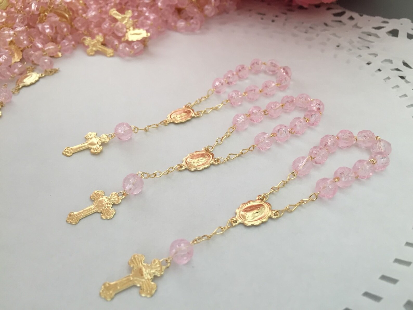 200 Baptism Favors/ Mini Rosaries/ Pink/ Mini Rosarios/ Etsy