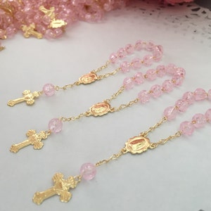 200 baptism favors/ mini rosaries/ pink/ mini Rosarios/ comunnion favors/ recuerdos de bautizo