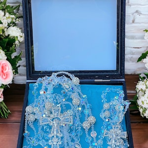 ENVÍO RÁPIDO GRATIS Swarovski Crystal Wedding Lazo Set and Rosario /set de Lazo de Boda con Rosario de Cristal Swarovski auténtico