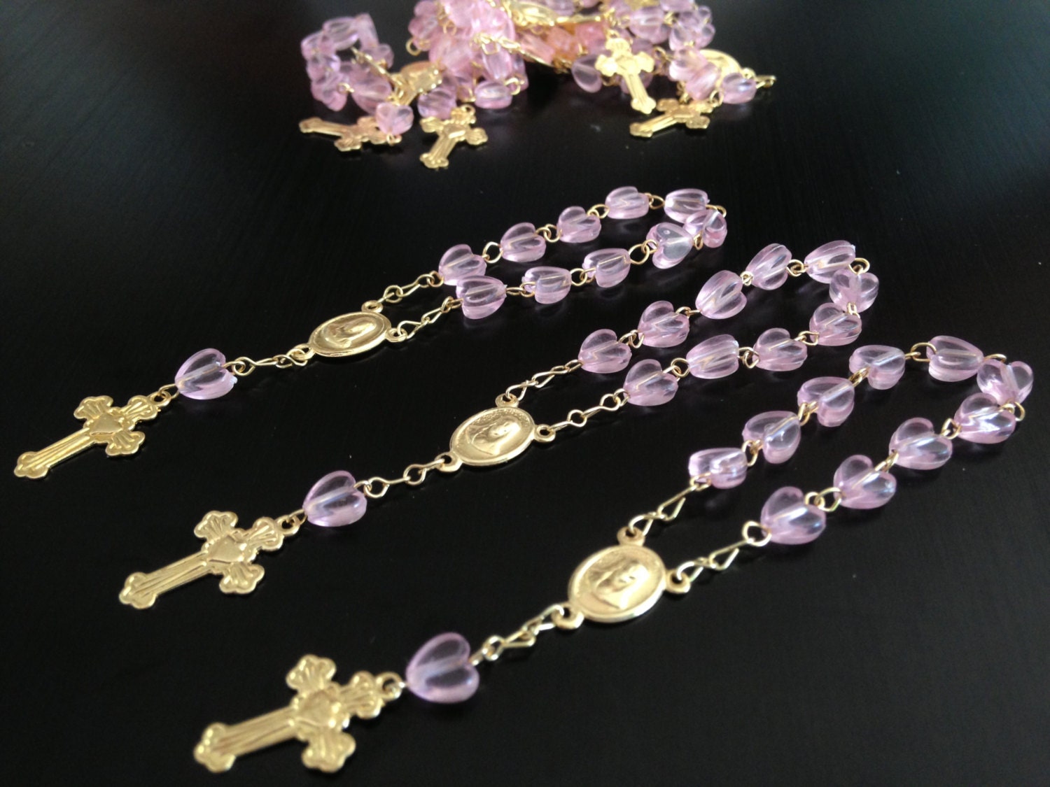 36 tiny hearts/ baptism favors/ minirosaries/ baptism favor / christening favors/recuerdos de bautizo