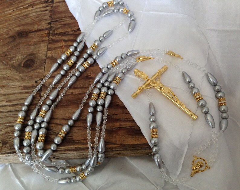 Silver Cross and Clear Crystal Lasso