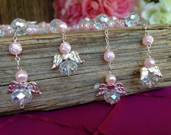 50pcs Angel bautismo favores / 50 bolsas de organza / favores de comunión rosa / recuerditos para bautizo / favores de bautizo / favores de comunión